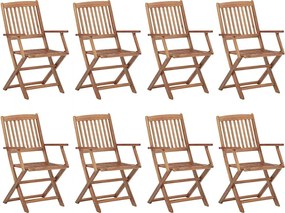 vidaXL Scaune pliabile de exterior, 8 buc., lemn masiv de acacia