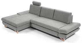 Colțar tapițat extensibil AVESTA, L stânga, gri, cu spațiu de depozitare