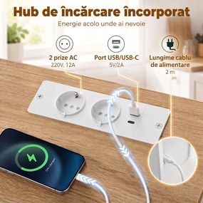 HOMCOM Cărucior de Bucătărie cu Priză Electrică, Mobil cu Roți, Alb | Aosom Romania