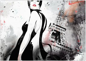 Tablou - Doamna și Turnul Eiffel (70x50 cm)