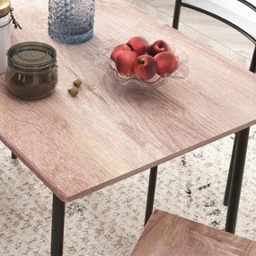 HOMCOM Set din 5 Piese cu Masă de Bucătărie Dreptunghiulară și 4 Scaune Moderne din MDF și Oțel, 110x70x75 cm , Maro | Aosom Romania