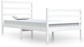 3104997 vidaXL Cadru de pat, alb, 100x200 cm, lemn masiv de pin