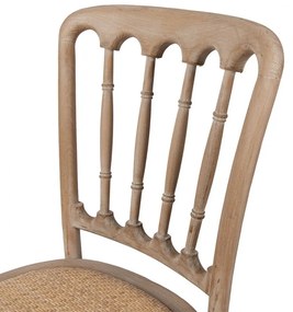 Scaun dining din lemn masiv si rachita, maro, 45x46x92 cm