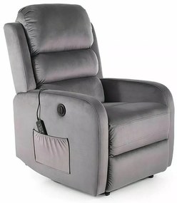 Fotoliu recliner cu functie de masaj Pegaz M velvet gri Blu14
