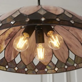 Endon 111929 - Lustru cu lanț Tiffany BROOKLYN 3xE27/10W/230V Ø 50 cm