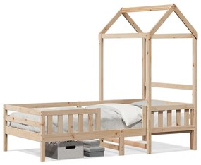 3282159 vidaXL Cadru de pat cu acoperiș, alb, 90x200 cm, lemn masiv de pin