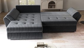 Colțar extensibil dumonde cu ladă de depozitare si sezut confortabil din spuma high-density, Loana Ambience Grey 270x185 cm