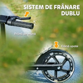 AIYAPLAY Trotinetă pentru Copii 3-8 Ani cu Roți Luminoase, Negru | Aosom Romania