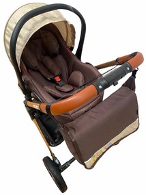 Carucior 3 in 1 transformabil in mod sport cu landou si geanta, 0-36 luni, Crem - CPC-12-crem