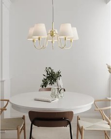 ByRydens 4202720-6509 - Candelabru suspendat pe cablu LYNF, 5xE14/8W/230V, alamă/alb