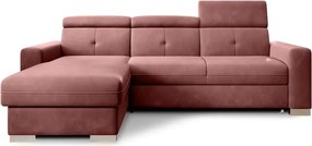 Colțar roz extensibil/cu spațiu de depozitare cu tapițerie din catifea (cu colț pe partea stângă/cu șezlong) Fresia – ELTAP