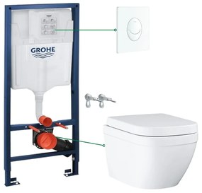 Set vas wc suspendat rimless cu capac Vortex , rezervor incastrat si clapeta alba Skate Air Grohe