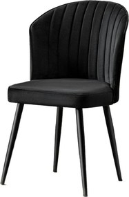Set 4 scaune RUBI, negru, stofa catifelata/metal, 52x42x85 cm