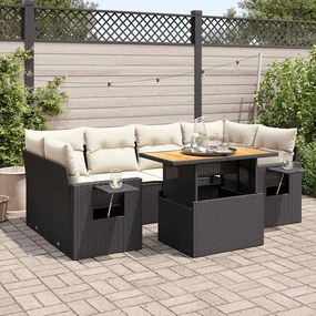 vidaXL Set canapele de grădină cu perne, 7 piese, negru, poliratan