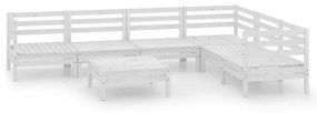 3083010 vidaXL Set mobilier de grădină, 7 piese, alb, lemn masiv de pin