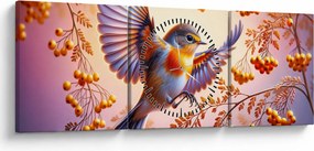 Tablou - Pasăre cu scoruș (cu ceas) (90x30 cm)