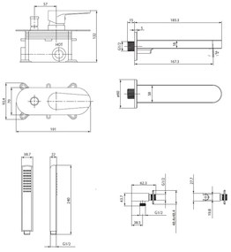 Set de cadă cu baterie ascunsă Cersanit S952-042 CREA negru