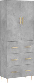 vidaXL Dulap înalt, gri beton, 69,5x34x180, lemn compozit