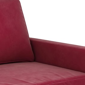 Canapea cu 2 locuri, rosu vin, 140 cm, catifea