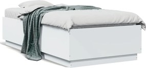 vidaXL Cadru de pat, alb, 90x190 cm, lemn prelucrat