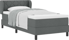 vidaXL Pat cu arcuri cu saltea Gri închis 90 x 190 cm țesătură