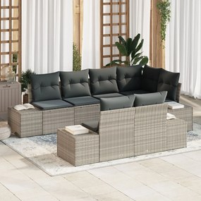 vidaXL Set de canapele pentru grădină 7 pcs Gri deschis Rattan poli