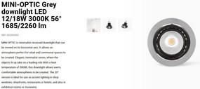 Spot LED incastrabil MINI-OPTIC Grey downlight LED 12/18W 3000K 56° 1685/2260 lm