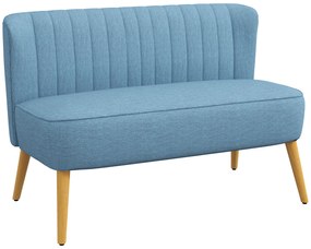 HOMCOM Canapea de 2 locuri în stil retro, captuseală moale, husă ușor de întreținut, până la 150 kg, 117 x 56,5 x 77 cm, Albastru | Aosom Romania