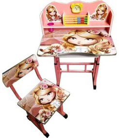 Birou copii din MDF cu jucarii interactive, Roz Princess