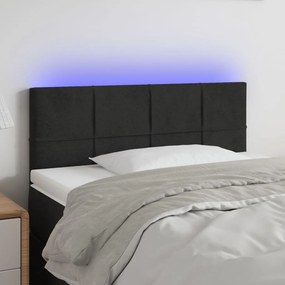 3121644 vidaXL Tăblie de pat cu LED, negru, 80x5x78/88 cm, catifea