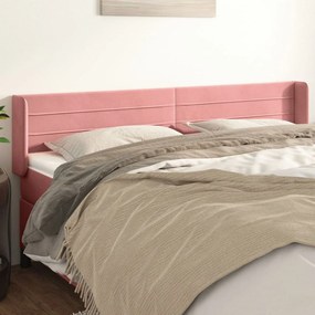 3118973 vidaXL Tăblie de pat cu aripioare roz 183x16x78/88 cm catifea