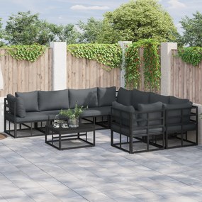 vidaXL Set de canapele pentru grădină 9 pcs Negru 70 x 70 x 32 cm