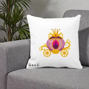 Perna Decorativa Trasura Regala Aurie, 40x40 cm, Alba Mata, Husa Detasabila, Perna Inclusa, BEKZ®