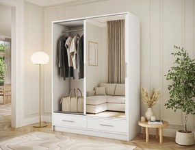 Dulap cu uși glisante si oglinda Estantte II, 150x60x200 cm – Alb