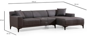 Canapea de colț Petra R Corner - Anthracite