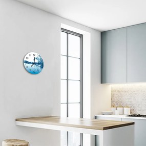 Ceas de perete din sticla rotund Apa Bucătărie Albastru