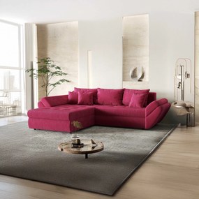 Colțar extensibil dumonde cu ladă de depozitare si sezut confortabil din spuma high-density, Loana Zoom Red 270x185 cm