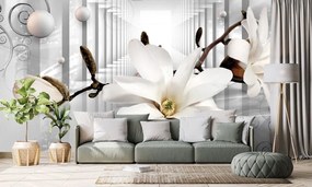 Tapet autoadeziv magnolie cu fundal abstract
