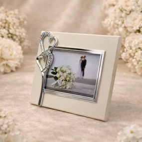Ramă Foto AZAY cu Inimi și Cristale, 15x10 cm, Ramă Foto Romantică pentru Cuplu, Cadou Nuntă / Aniversare, Cutie Cadou Inclusă