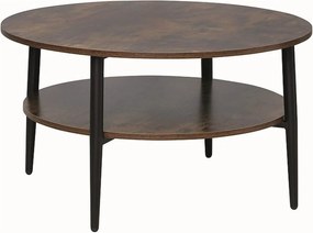 Masuta cafea ELLA A, maro rustic/negru mat, PAL/metal, 80x45 cm