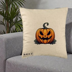 Perna Decorativa Halloween Jack-o'-Lantern Infricosator, 40x40 cm, Bej, Husa Detasabila, Perna Inclusa, BEKZ®