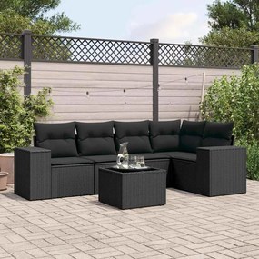 3222534 vidaXL Set mobilier de grădină cu perne, 6 piese, negru, poliratan