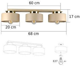 Plafonieră IGNIA 3xE27/60W/230V taupe