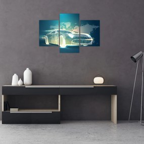 Tablou - Mașină din forme geometrice (90x60 cm)