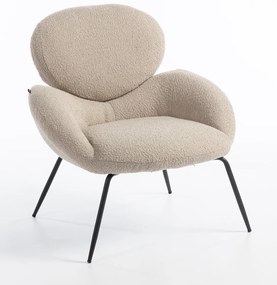 HR2045 Scaun Latte Boucle cu Bază Neagră