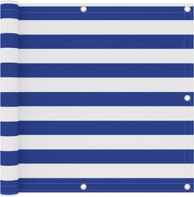 vidaXL Paravan de balcon, alb și albastru, 90 x 400 cm țesătură oxford