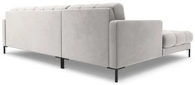 Colțar catifea Bali 5 locuri/partea stanga - Silver - Metal negru