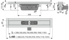 Canal de scurgere pentru dus, Alcadrain, 65 cm