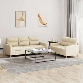 3201602 vidaXL Set de canapele cu perne, 2 piese, crem, textil