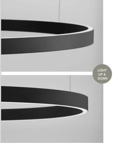 Lustra LED design circular cu iluminat sus si jos ELOWEN negru, diametru 60cm